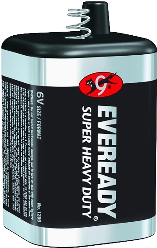 Eveready 1209 Lantern Battery, 6 V Battery, 12 Ah, Zinc, Manganese Dioxide