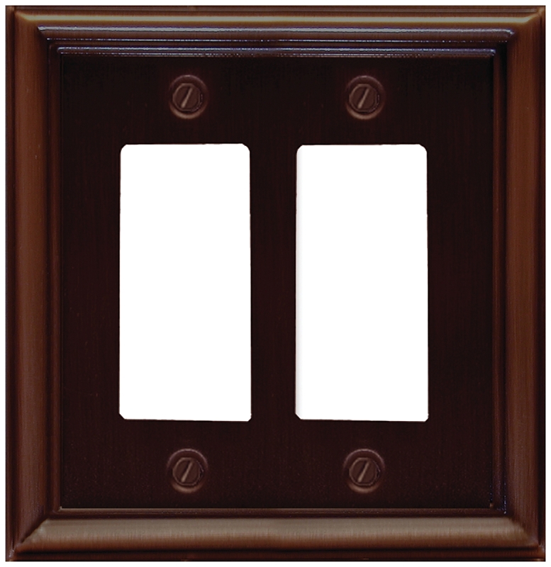 Atron ESTATE Series 2-203RR Wallplate, 5 in L, 4-5/8 in W, 2-Gang, Metal, Oil-Rubbed Bronze