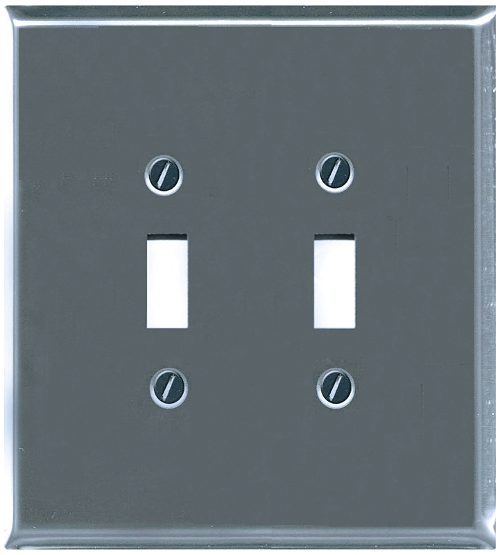Atron Traditional Series 2-161TT Wallplate, 4-3/4 in L, 5 in W, 2-Gang, Metal, Chrome