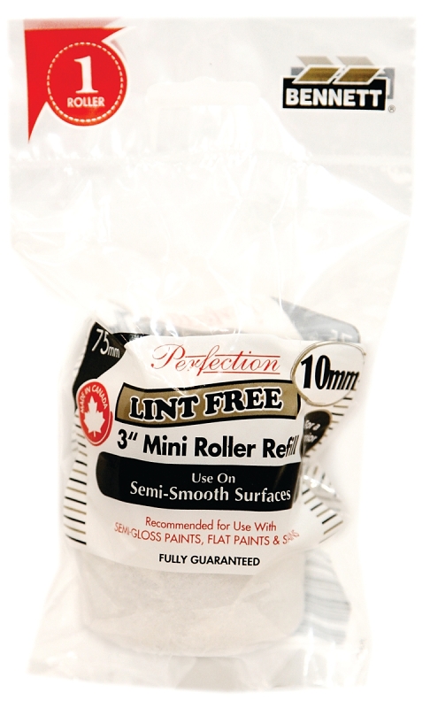 Bennett 3INLF HI-PK Roller Refill, 10 mm Thick Nap, 75 mm L, Fabric Cover