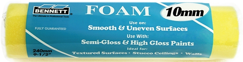 Bennett F-9 Roller Refill, 10 mm Thick Nap, 240 mm L, Foam Cover