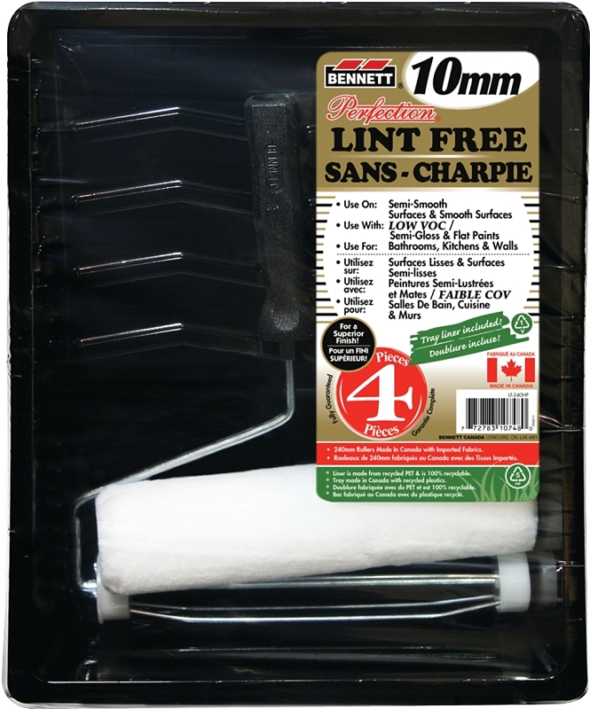 Bennett LF-240HP Paint Roller Set, Includes: (1) Tray, (1) Tray Liner, (2) Lint-free Rollers and (1) 5-Wire Cage Frame