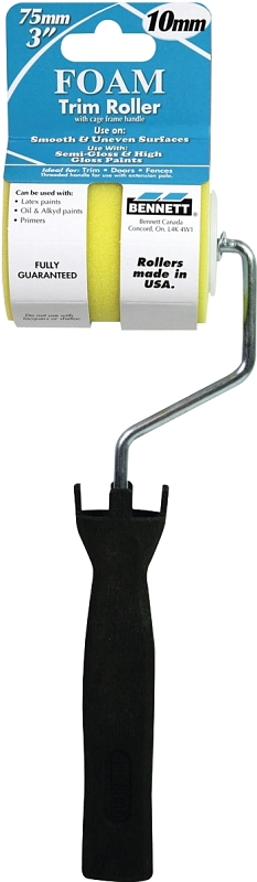 BENNETT 3IN FM RLR Paint Roller, 3/8 in Nap, Foam Cover