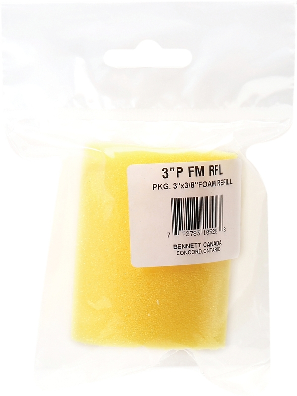 BENNETT 3IN P FM RFL Roller Refill, 3/8 in Nap, Foam Cover
