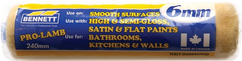 BENNETT PL 607 Paint Roller Refill, 5 mm Thick Nap, 190 mm L, Fabric Cover