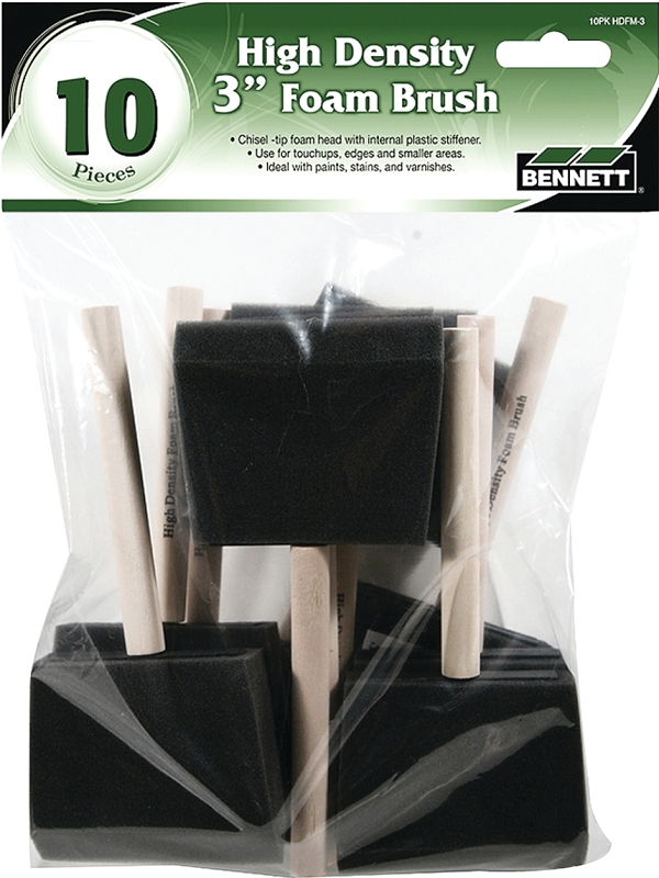 Bennett 10PK HDFM 3 Brush Set, 3 in Brush, Wood Handle