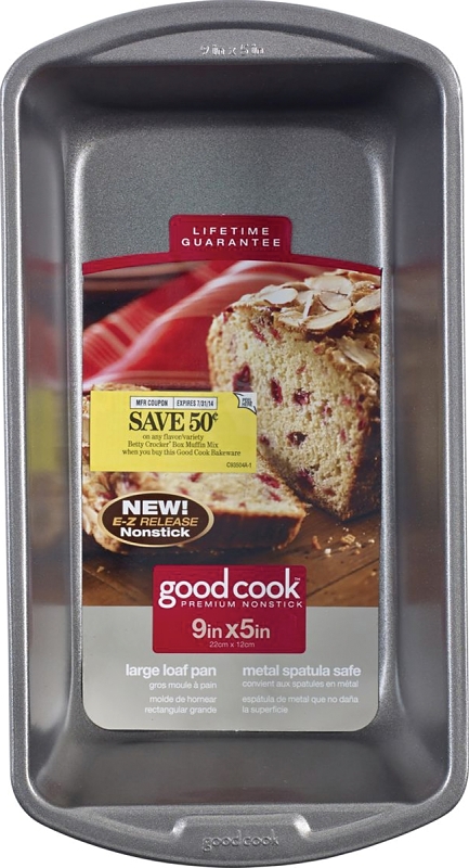 Goodcook 4026 Large Non-Stick Loaf Pan, 9 in L, 5 in W, 2-3/4 in H, Steel, Dishwasher Safe: Yes