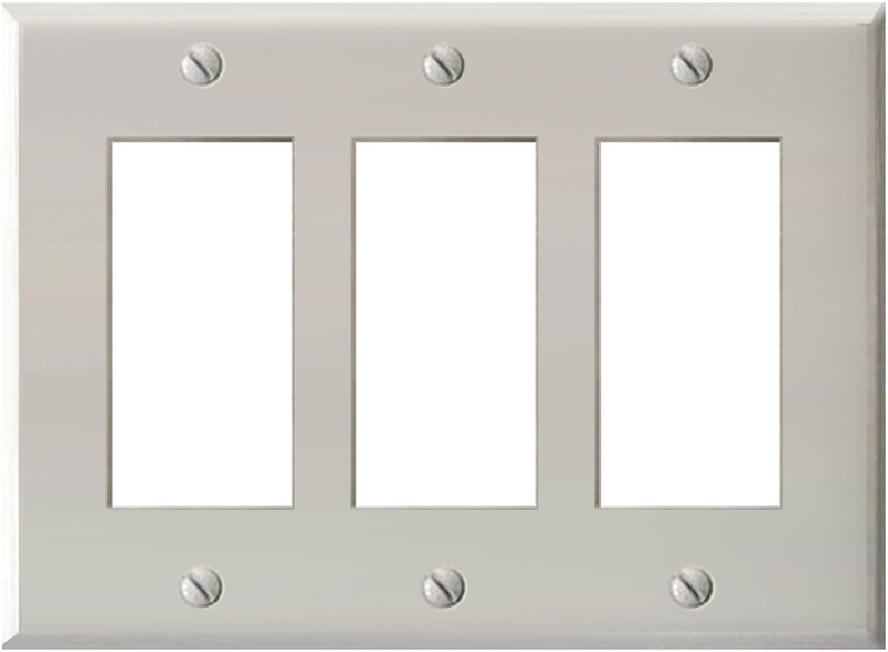 Atron 2-164 Series 2-164RRR Switch Wallplate, 3-Gang, Metal, White