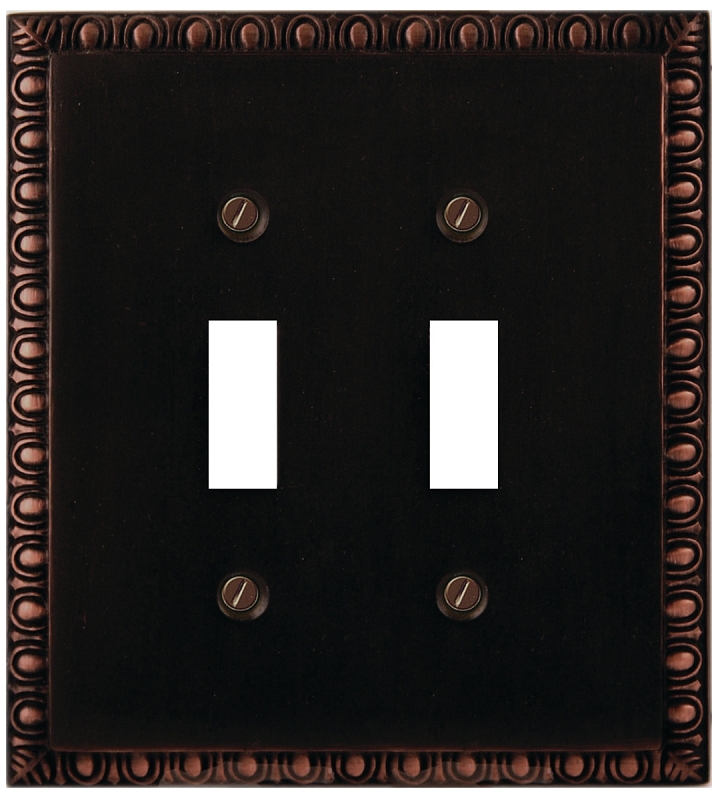 Atron 95 Series 95TT Switch Wallplate, Beading, Toggle, 2-Gang, Cast Metal, Oil-Rubbed Bronze