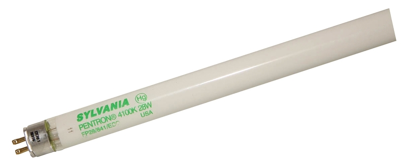 Sylvania 20902 Fluorescent Bulb, 28 W, T5 Lamp, Miniature G5 Lamp Base, 2490 Lumens, 4100 K Color Temp, Daylight Light