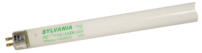 Sylvania 20906 Fluorescent Bulb, 54 W, T5 Lamp, Miniature G5 Lamp Base, 4650 Lumens, 4100 K Color Temp, Cool White Light