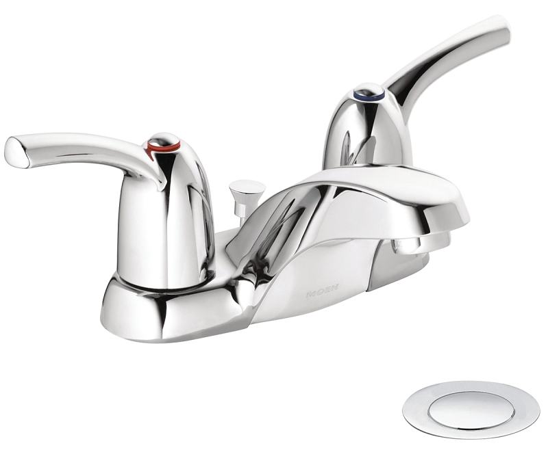 Moen Adler Series 84603 Bathroom Faucet, 1.2 gpm, 2-Handle, Metal, Chrome Plated, Lever Handle, Low Arc Spout
