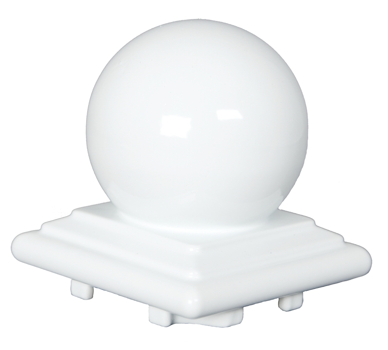 Regal DPC-B-0W Post Cap, Ball Top, Aluminum, White, Powdered