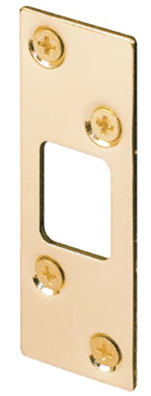 Defender Security E2235 Deadbolt Strike Plate, 3-5/8 in L, 1-1/4 in W, Steel, Brass