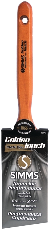 Simms 1974-64 Paint Brush, 2-1/2 in W, Angle Sash Brush, 2-7/8 in L Bristle, Nylon/Polyester Bristle
