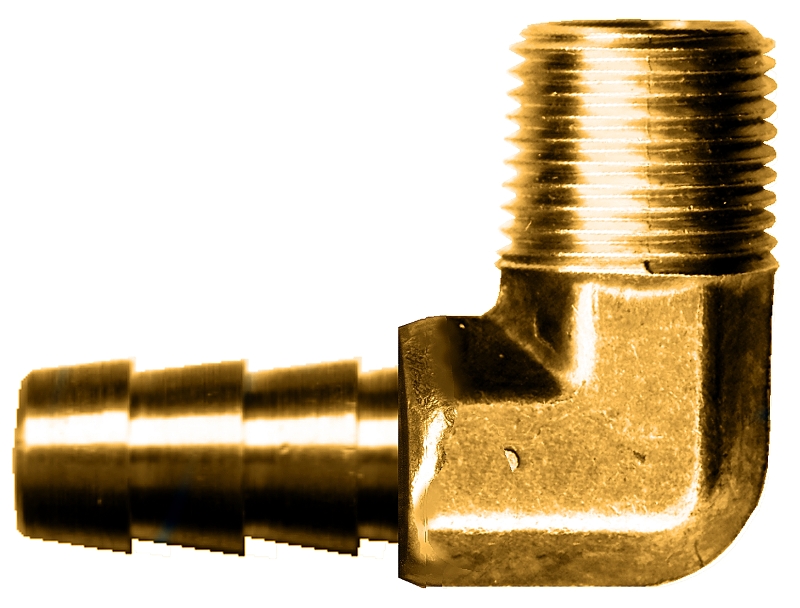 Fairview 139 Series 139-5BP Pipe Elbow, 90 deg Angle, 5/16 x 1/4 in, Barbx MPT, Brass