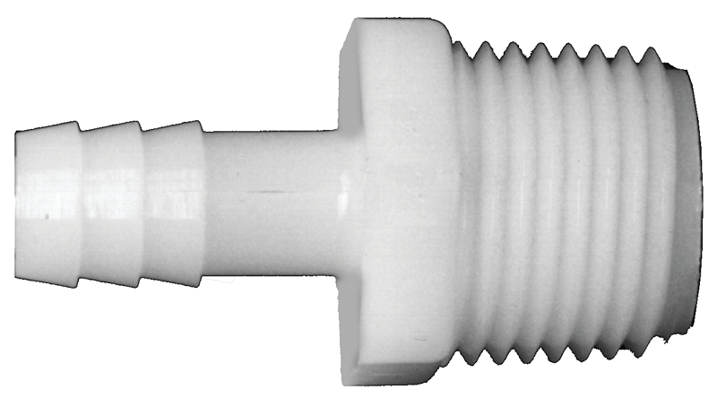 Fairview 525-4BP Pipe Coupler, 1/4 in, Hose Barb, 1/4 in, MPT, 250 psi Pressure, Nylon