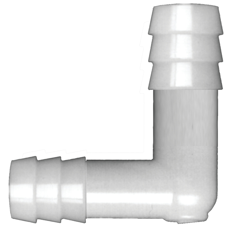 Fairview 555-8P Union Elbow, 90 deg Angle, 1/2 in, Barb, Nylon