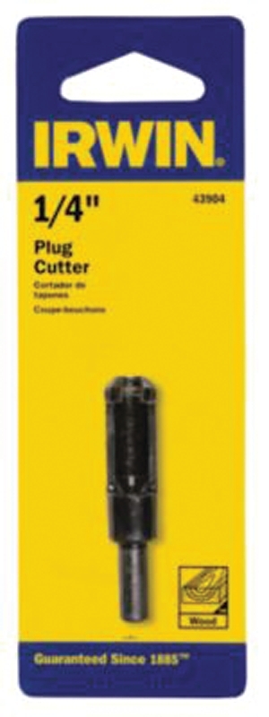 IRWIN 43904 Plug Cutter, 1/4 in Dia Cutter, 1/4 in Dia Shank, Carbon Steel