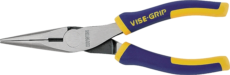 IRWIN 2078216 Nose Plier, Blue/Yellow Handle, ProTouch Grip Handle, 23/32 in W Jaw, 1-25/32 in L Jaw