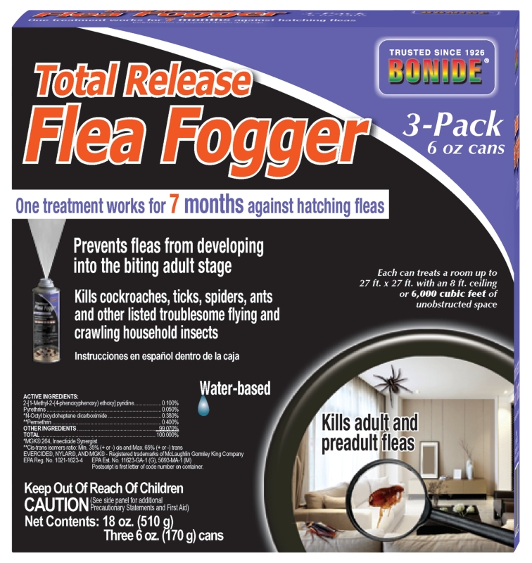 Bonide 685 Flea Fogger, 6 oz Aerosol Cans, 3 Pack - Flies, Fleas