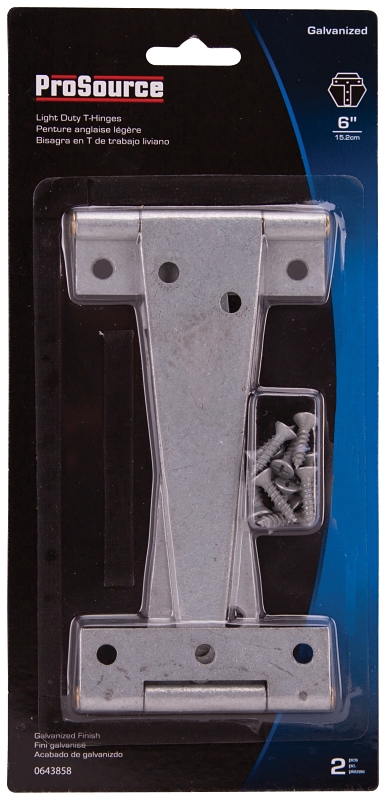 ProSource LTH-G06-C2PS T-Hinge, Galvanized Steel, Galvanized Brass Pin, Fixed Pin, 180 deg Range of Motion, 36 (Pair) lb