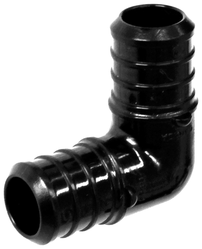 BOW 502104 Tube Elbow, 3/4 in, 90 deg Angle, Poly, Black