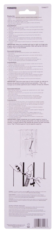 ProSource 33197PKS-PS Gate Spring, 13-3/4 in L, Steel, Black Powder-Coated