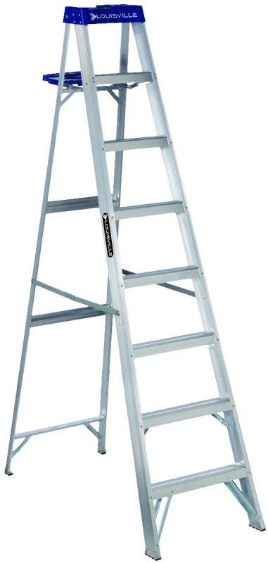 Louisville AS2108 Step Ladder, 147 in Max Reach H, 7-Step, 250 lb, Type I Duty Rating, 3 in D Step, Aluminum