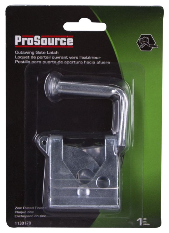 ProSource 33199ZCX-PS Gate Latch, 3/8 in Bolt Head, 2 in L Bolt, Steel, Zinc