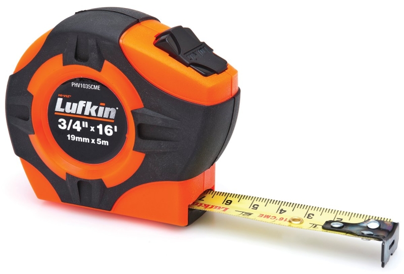 Crescent Lufkin P1000 Series PHV1035CMEN Tape Measure, 16 ft L Blade, 3/4 in W Blade, Steel Blade, Rubber Case