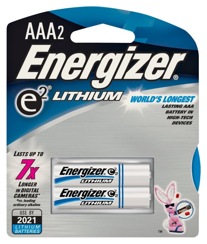 Energizer L92 L92BP-2 Battery, 1.5 V Battery, 1250 mAh, AAA Battery, Lithium, Iron Disulfide