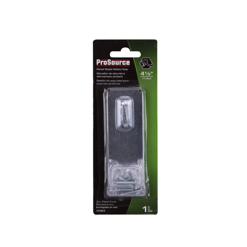 ProSource LR-126-BC3L-PS Safety Hasp, 4-1/2 in L, 4-1/2 in W, Steel, Zinc, 3/8 in Dia Shackle, Swivel Staple