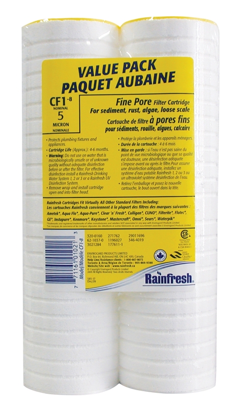 Rainfresh CF1-8 Water Filter Cartridge, For: FC100, FC150, FC300, FC350, FC355 Rainfresh Standard Filter Housings