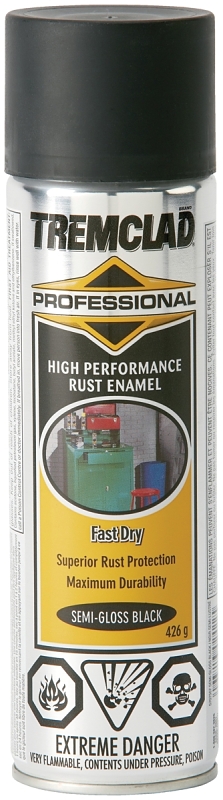 Tremclad 5707507838 Rust Preventative Spray Paint, Semi-Gloss, Black, 426 g, Can