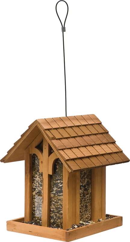 Perky-Pet 50172 Wild Bird Feeder, Mountain Chapel, 3.5 lb, Fir Wood, 13.23 in H, Pole Mounting