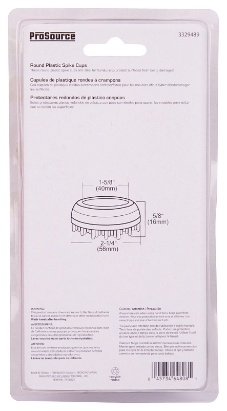 ProSource FE-50810-PS Furniture Glide, Plastic, Clear, Clear, 2-1/4 x 2-1/4 x 5/8 in Dimensions