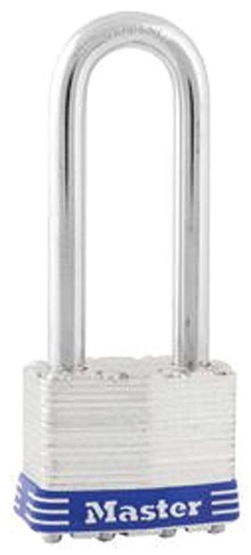 Master Lock 1DLJ Padlock, Keyed Different Key, 5/16 in Dia Shackle, 2-1/2 in H Shackle, Steel Shackle, Steel Body