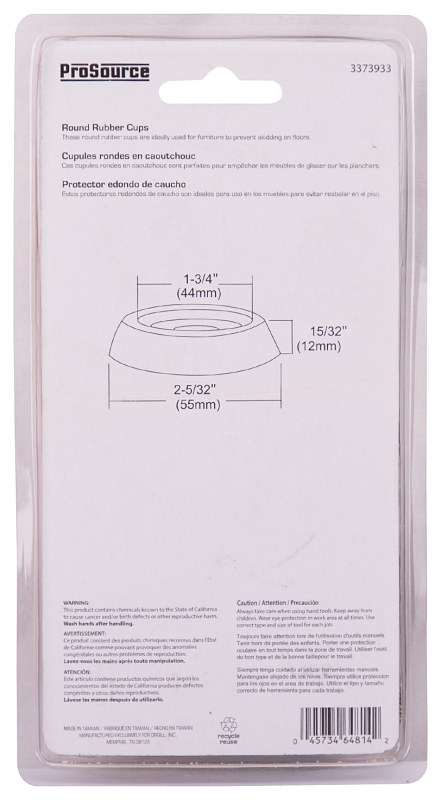 ProSource FE-S709-PS Caster Furniture Glide, Rubber, Brown, Brown, 2-5/32 x 2-5/32 x 15/32 in Dimensions