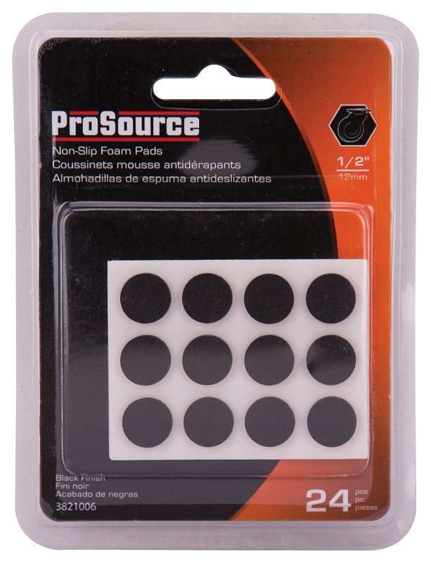 ProSource FE-50710-PS Furniture Gripper Pad, SBR, Black, 1/2 in Dia, 7/64 in Thick, Round