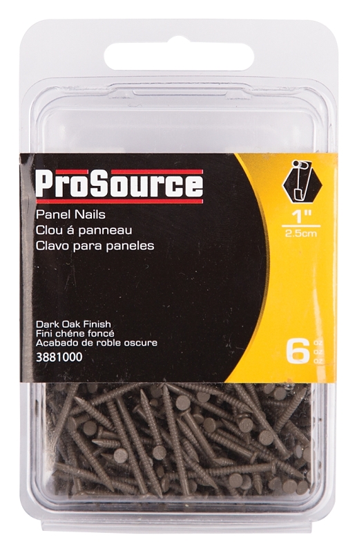 ProSource NTP-090-PS Panel Nail, 16D, 1 in L, Steel, Painted, Flat Head, Ring Shank, Dark Oak, 171 lb