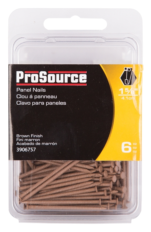 ProSource NTP-081-PS Panel Nail, 15D, 1-5/8 in L, Steel, Painted, Flat Head, Ring Shank, Brown, 171 lb