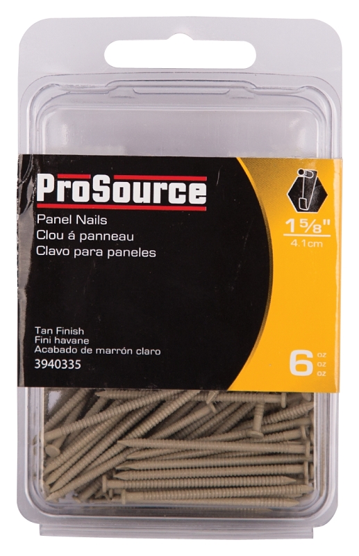 ProSource NTP-085-PS Panel Nail, 15D, 1-5/8 in L, Steel, Painted, Flat Head, Ring Shank, Tan, 171 lb