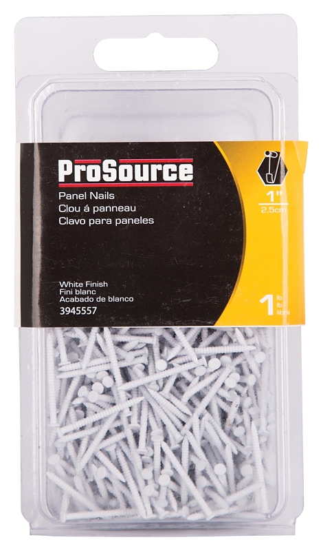 ProSource NTP-158-PS Panel Nail, 16D, 1 in L, Steel, Painted, Flat Head, Ring Shank, White