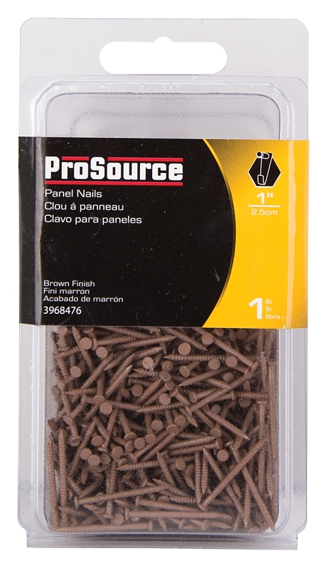 ProSource NTP-160-PS Panel Nail, 16D, 1 in L, Steel, Painted, Flat Head, Ring Shank, Brown
