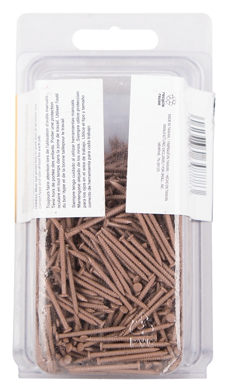 ProSource NTP-160-PS Panel Nail, 16D, 1 in L, Steel, Painted, Flat Head, Ring Shank, Brown