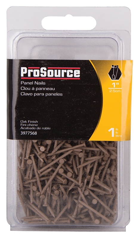 ProSource NTP-170-PS Panel Nail, 16D, 1 in L, Steel, Painted, Flat Head, Ring Shank, Oak