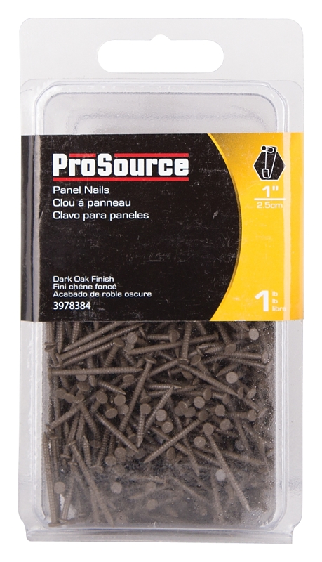ProSource NTP-174-PS Panel Nail, 16D, 1 in L, Steel, Painted, Flat Head, Ring Shank, Dark Oak