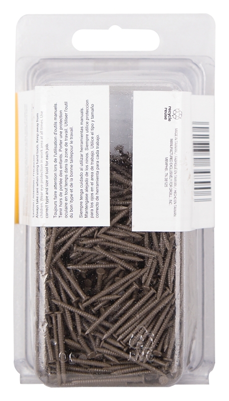 ProSource NTP-174-PS Panel Nail, 16D, 1 in L, Steel, Painted, Flat Head, Ring Shank, Dark Oak