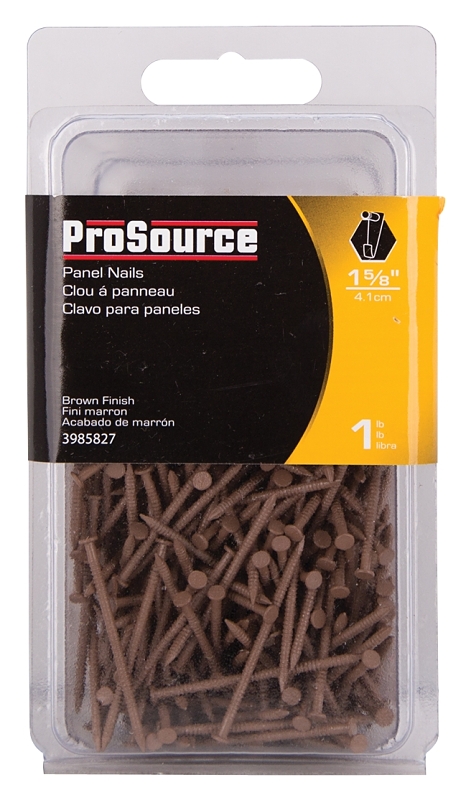 ProSource NTP-161-PS Panel Nail, 15D, 1-5/8 in L, Steel, Painted, Flat Head, Ring Shank, Brown